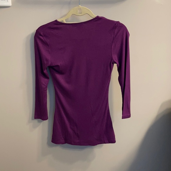 INC plum knit top three-quarter sleeves NWT - Picture 2 of 4